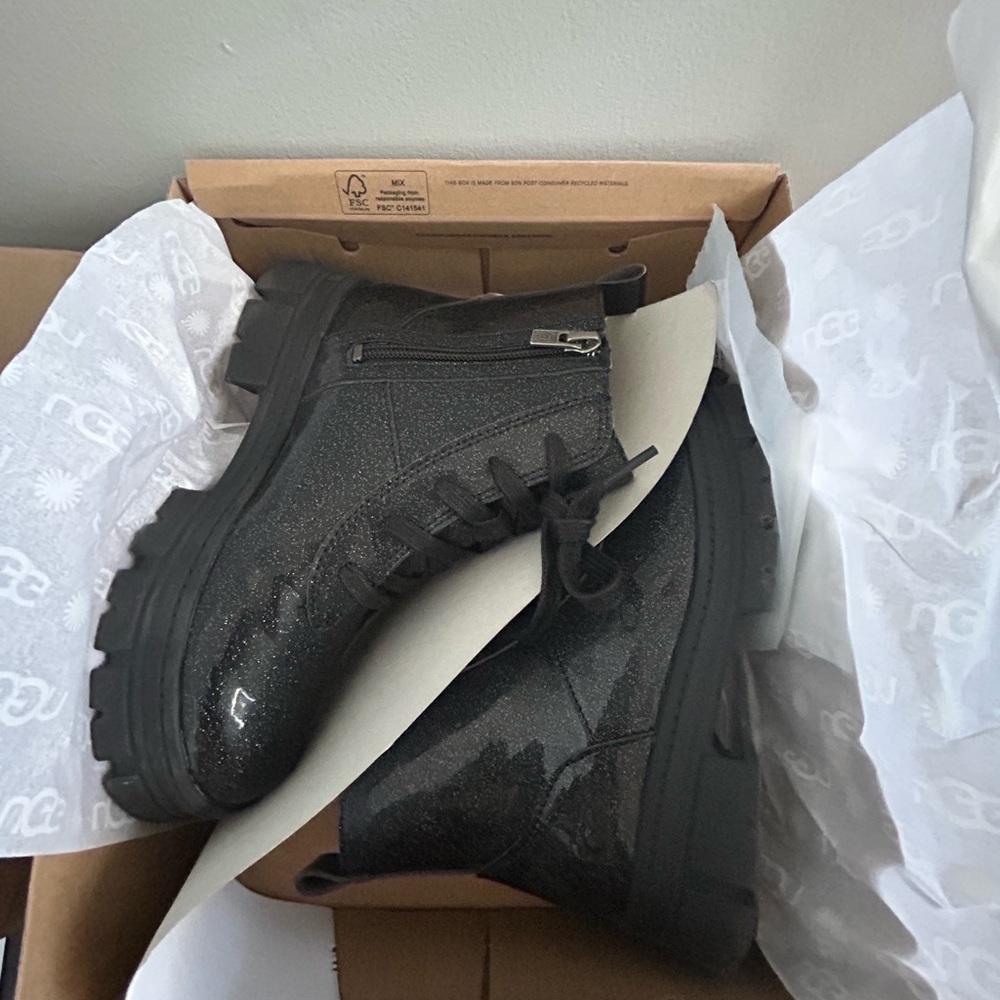 UGG Black Glitter Lace-Up Boots